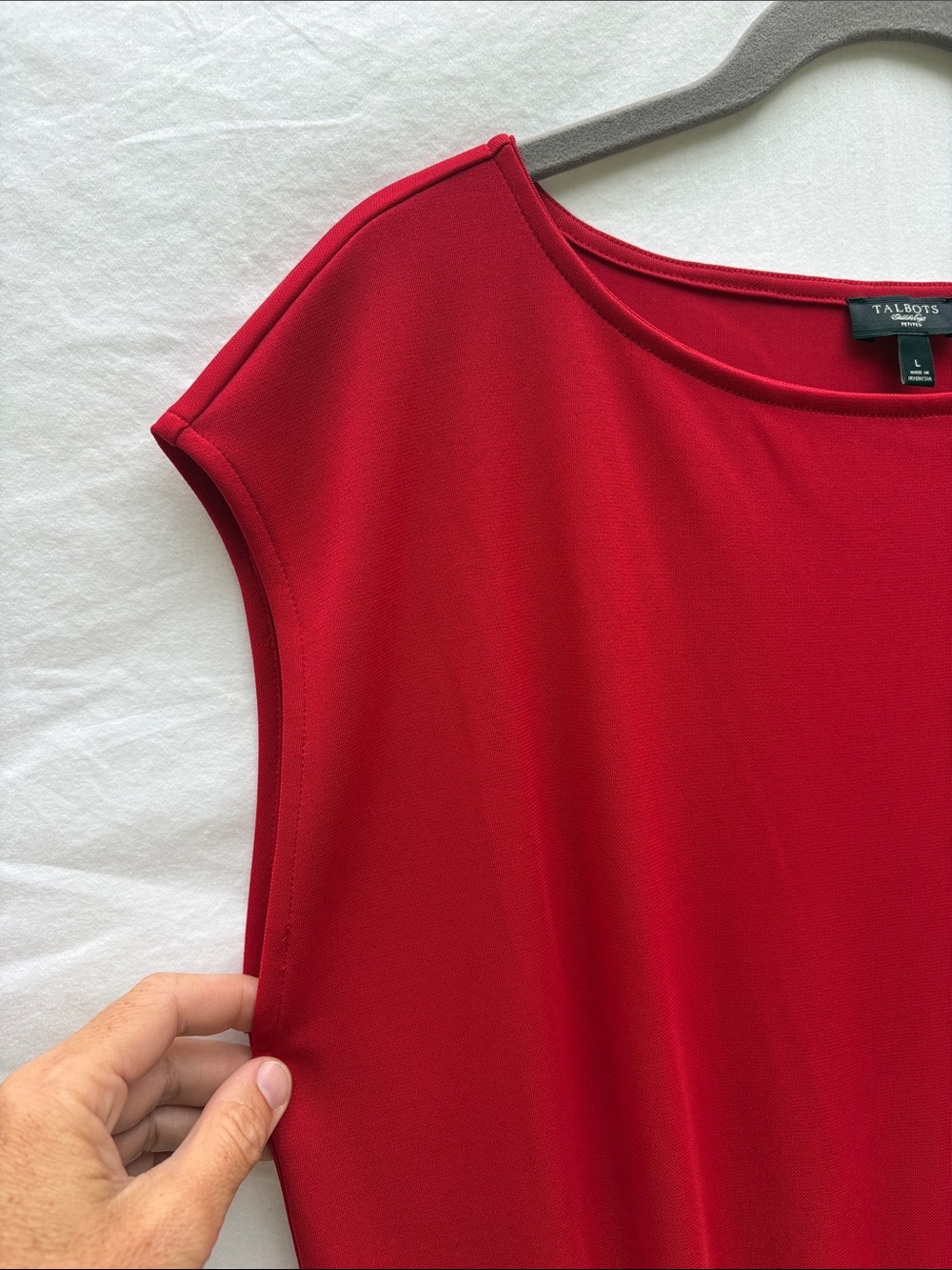 Talbots Red Midi Cap-Sleeve Elastic-Waist Dress - Picture 4 of 9